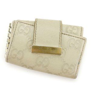 Gucci Key Holder Key Case Guccissima Beige Gold W… - image 1